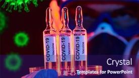  Presentation with vaccination - PPT theme featuring covid-19-or-sars-cov background and a navy blue colored foreground