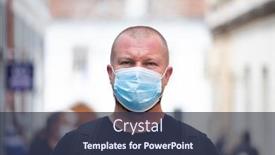  Presentation with virus disease - PPT theme featuring covid-19-pandemic-coronavirus-man background and a tawny brown colored foreground