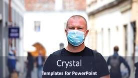  Presentation with virus disease - Beautiful slides featuring covid-19-pandemic-coronavirus-man backdrop and a tawny brown colored foreground