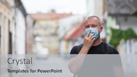  Presentation with virus disease - Presentation theme with covid-19-pandemic-coronavirus-man background and a light gray colored foreground