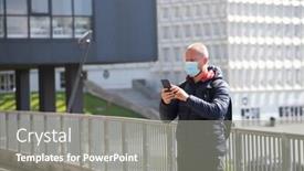  Presentation with virus disease - Beautiful presentation theme featuring covid-19-pandemic-coronavirus-tourist backdrop and a gray colored foreground