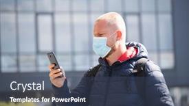  Presentation with virus disease - Audience pleasing presentation theme consisting of covid-19-pandemic-coronavirus-tourist backdrop and a ocean colored foreground