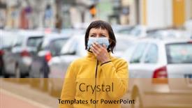  Presentation with virus disease - Slide deck featuring covid-19-pandemic-coronavirus-woman background and a gold colored foreground