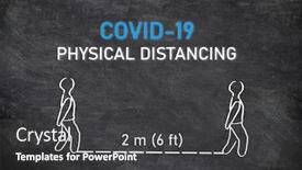  Presentation with waiting line - Audience pleasing PPT theme consisting of covid-19-physical-distancing-instruction backdrop and a dark gray colored foreground