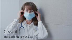  Presentation with lab coat - PPT layouts featuring covid-19-portrait-of-young background and a light gray colored foreground