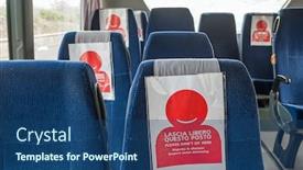  Presentation with public transport - Audience pleasing PPT theme consisting of covid-19-public-transport-bus backdrop and a ocean colored foreground