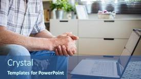  Presentation with elderly care helping hands - Theme having covid-19-quarantine-hands background and a ocean colored foreground