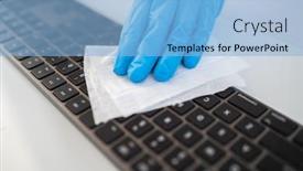  Presentation with office cleaning - Presentation theme consisting of covid-19-sanitizing-office-space background and a light blue colored foreground