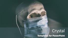  Presentation with medical face mask - PPT layouts having covid-19-skull-wearing-face background and a ocean colored foreground