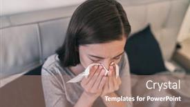  Presentation with sneezing - Presentation design having covid-19-spreading-prevention-coughing background and a coral colored foreground