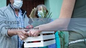  Presentation with elderly home - Slides having covid-19-stay-home-delivering background and a light blue colored foreground