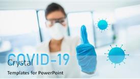  Presentation with coronavirus researcher - Cool new slides with covid-19-text-sign-lab backdrop and a light blue colored foreground