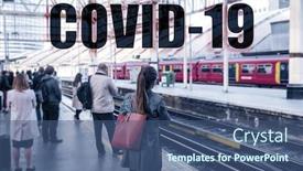  Presentation with train transport - Presentation theme enhanced with covid-19-text-sign-over background and a ocean colored foreground