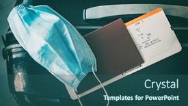  Presentation with passport travel - Amazing presentation having covid-19-travel-restriction-due backdrop and a ocean colored foreground