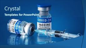  Presentation with vaccine trial - Colorful slide set enhanced with covid-19-vaccine-and-syringe backdrop and a ocean colored foreground