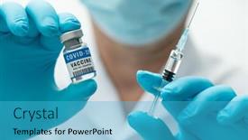  Presentation with cure - PPT layouts with covid-19-vaccine-in-hands background and a teal colored foreground