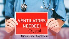  Presentation with medical ventilators - Beautiful presentation design featuring covid-19-ventilators-needed-urgency backdrop and a red colored foreground