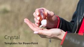  Presentation with hand sanitizer - Theme having covid-19-woman-hands-using background and a coral colored foreground