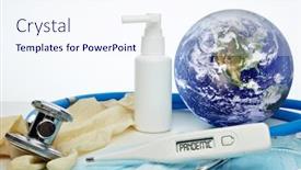  Presentation with medical infection - Beautiful PPT layouts featuring covid-19-world-globe backdrop and a sky blue colored foreground