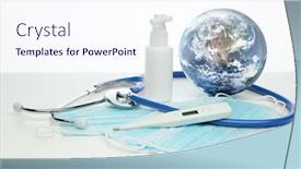  Presentation with medical infection - Slide deck with covid-19-world-globe background and a sky blue colored foreground