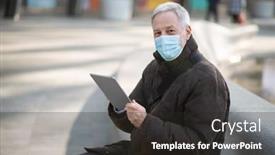  Presentation with covid - Slide deck consisting of covid-coronavirus-lifestyle-masked-elder background and a dark gray colored foreground