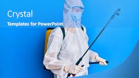 Presentation with covid - Beautiful theme featuring covid-specialist-wearing-decontamination-protective backdrop and a teal colored foreground