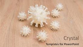  Presentation with virus - Audience pleasing PPT theme consisting of covid19-3d-printed-representation backdrop and a coral colored foreground