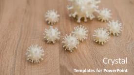  Presentation with virus - Audience pleasing slides consisting of covid19-3d-printed-representation backdrop and a coral colored foreground