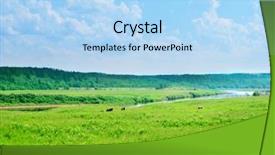  Presentation with country - Cool new presentation theme with cow field fresh grass - country landscape river backdrop and a  colored foreground