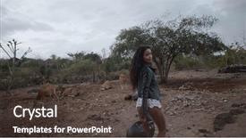  Presentation with rider - Audience pleasing slides consisting of runaway - beautiful woman motorcycle rider walkinh backdrop and a dark gray colored foreground