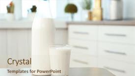  Presentation with cow milk - Audience pleasing PPT theme consisting of free cow - bottle and glass of milk backdrop and a lemonade colored foreground