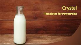  Presentation with white milk - PPT theme enhanced with simple white free - bottle of milk on wooden background and a tawny brown colored foreground