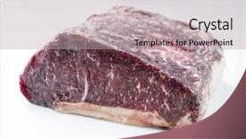  Presentation with roast beef - Slide deck having raw dry aged kobe roast beef as close-up covered background and a mint green colored foreground