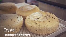  Presentation with blue cheese - Presentation theme featuring cow goat - aging cheese heads with white background and a coral colored foreground