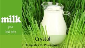  Presentation with cow milk - Colorful PPT theme enhanced with cow goat - glass pitcher of milk standing backdrop and a yellow colored foreground