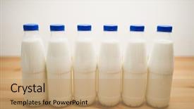  Presentation with cow milk - PPT theme with cow goat - milk bottles on wooden table background and a coral colored foreground