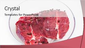  Presentation with raw meat dog - Colorful slides enhanced with cow kill - fresh raw meat white background backdrop and a  colored foreground