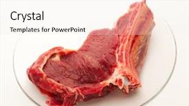  Presentation with fresh meat - Beautiful PPT layouts featuring cow kill - fresh raw meat with bone backdrop and a  colored foreground