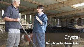 Presentation with vet - Theme enhanced with cow sick - farmer having discussion with vet background and a tawny brown colored foreground