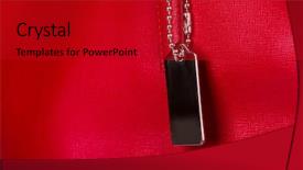  Presentation with leather - PPT theme enhanced with cow template - red leather texture with metal background and a  colored foreground