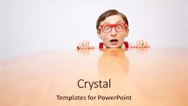  Presentation with desk - Cool new presentation design with cowardly - funny nerd hiding behind backdrop and a lemonade colored foreground