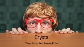  Presentation with sit stand desk - Amazing PPT layouts having cowardly - funny nerd hiding behind backdrop and a coral colored foreground
