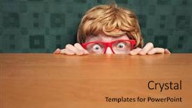  Presentation with clock and desk - Theme enhanced with cowardly - scared nerd hiding behind background and a coral colored foreground