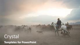  Presentation with wild horses - Presentation design consisting of cowboy-and-wild-horses background and a gray colored foreground