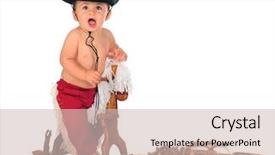  Presentation with cowboy - Slide set enhanced with cowboy boots - happy baby boy shouting background and a soft green colored foreground