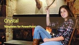  Presentation with cowgirl - PPT theme featuring cowboy boots - pretty young teenage cowgirl tipping background and a tawny brown colored foreground