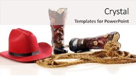  Presentation with cowboy hat - PPT layouts consisting of cowboy boots a red hat background and a  colored foreground