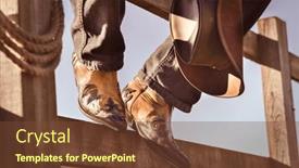  Presentation with cowboy hat - Presentation design with cowboy-boots-and-hat-sitting background and a tawny brown colored foreground