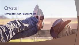  Presentation with cowboy hat - Presentation theme having cowboy-boots-and-hat background and a sky blue colored foreground