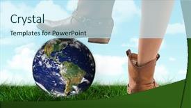  Presentation with cowboy - Presentation theme consisting of cowboy boots dancing against blue background and a cool aqua colored foreground